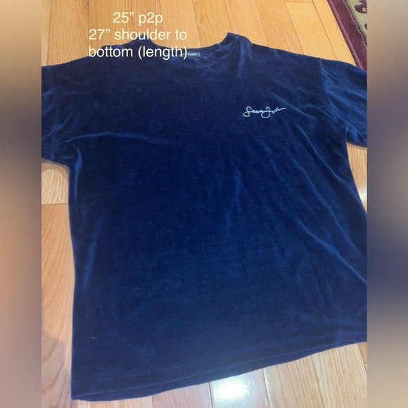 Missguided x Sean John Navy Velour Suede Oversized tee t-shirt women us 2 - Picture 3 of 7
